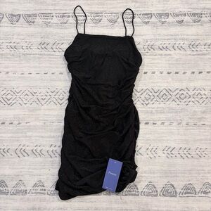 🌟2 for $10 Elegant Sparkly Black Ruched Bodycon Mini Dress Chic Glam Small NWT
